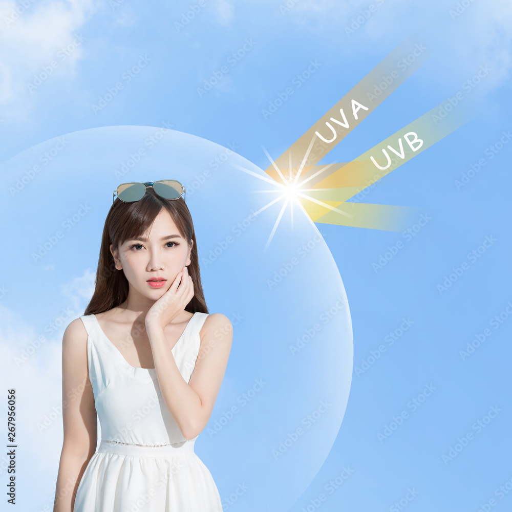 concept of woman sun protection