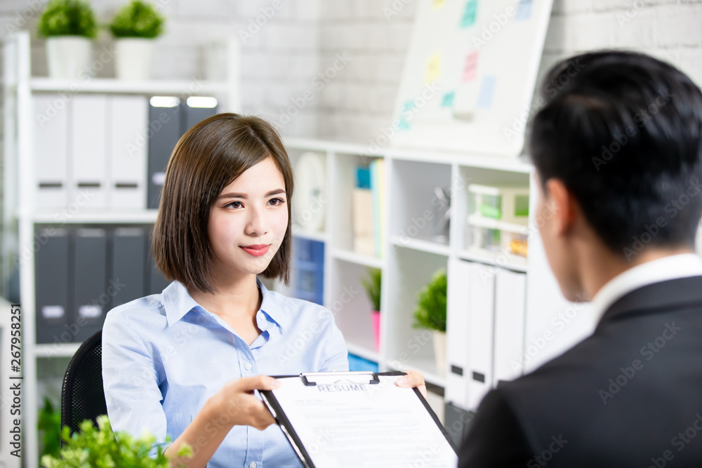 Asian woman in job interview