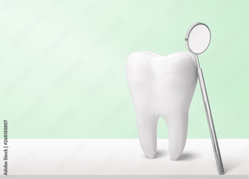 Dentist mirror tooth white background isolated shape