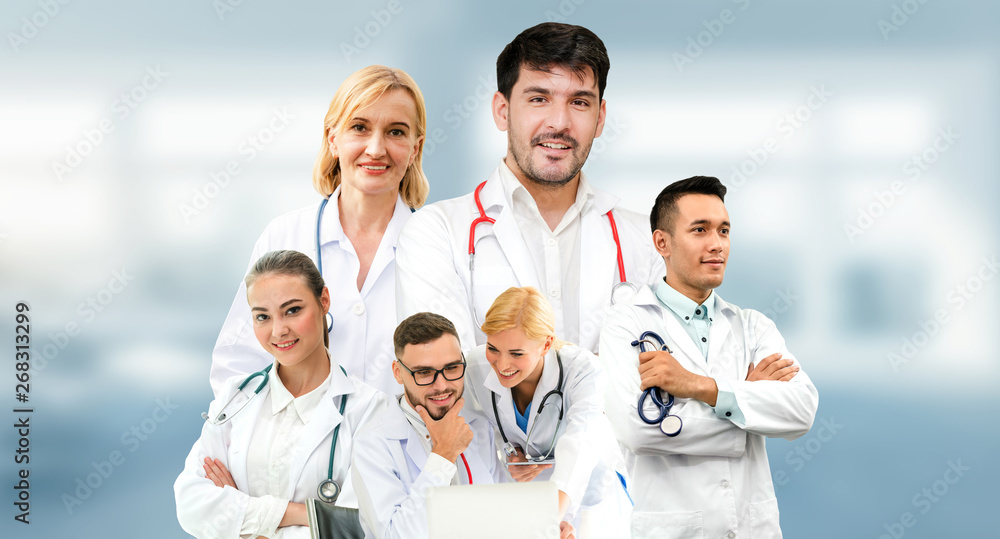 Healthcare people group portrait in creative layout. Professional medical staff, doctors, nurse and 