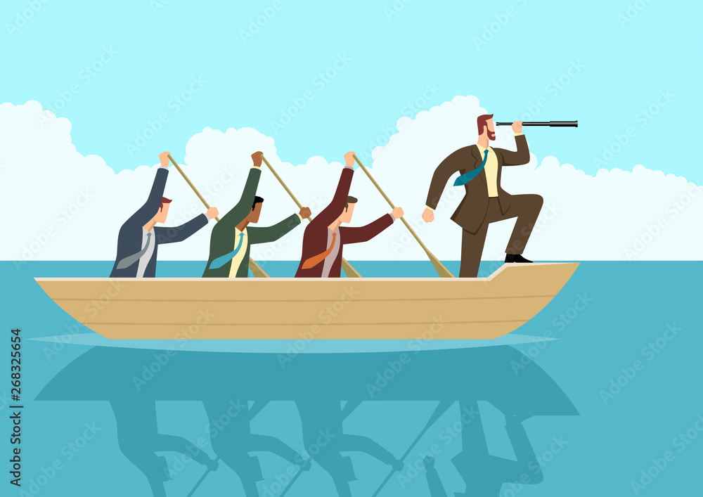 Businessmen rowing the boat