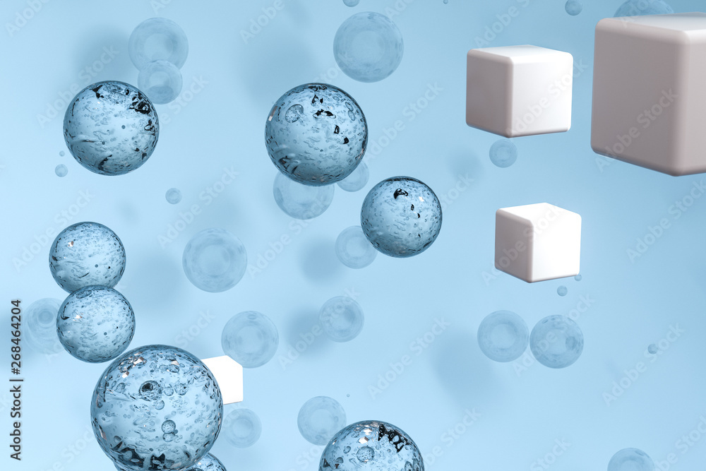 3d rendering, drop of water with light blue background