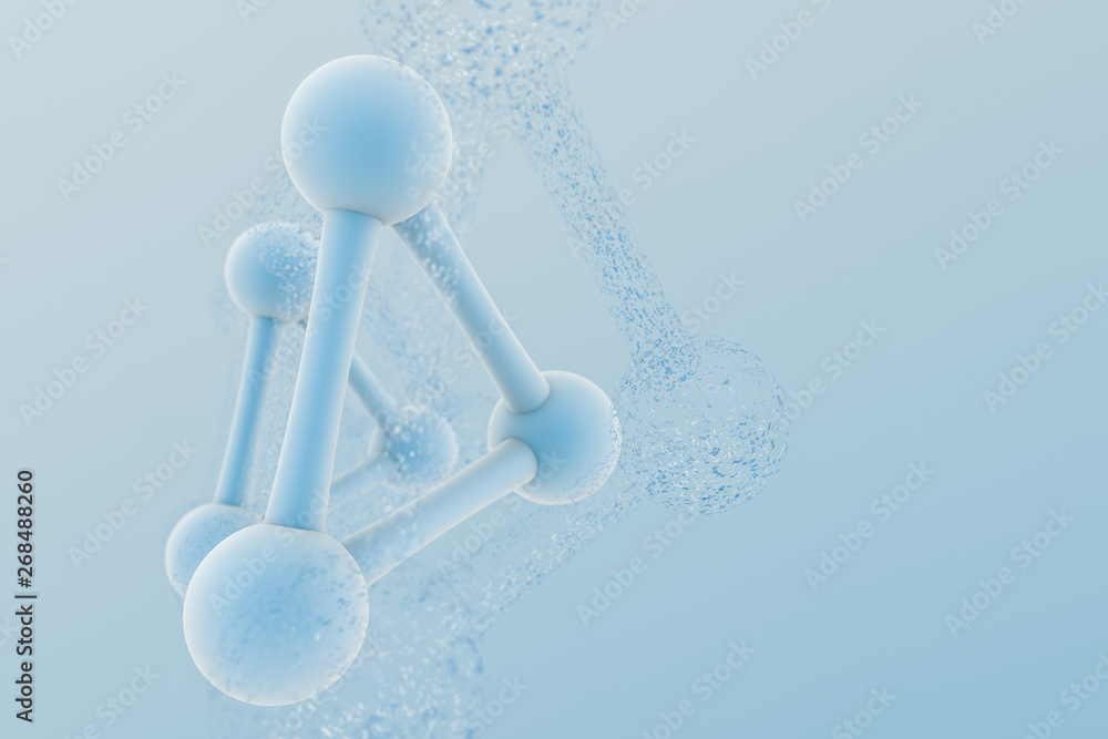 3d rendering, blue chemical formula with particle effects