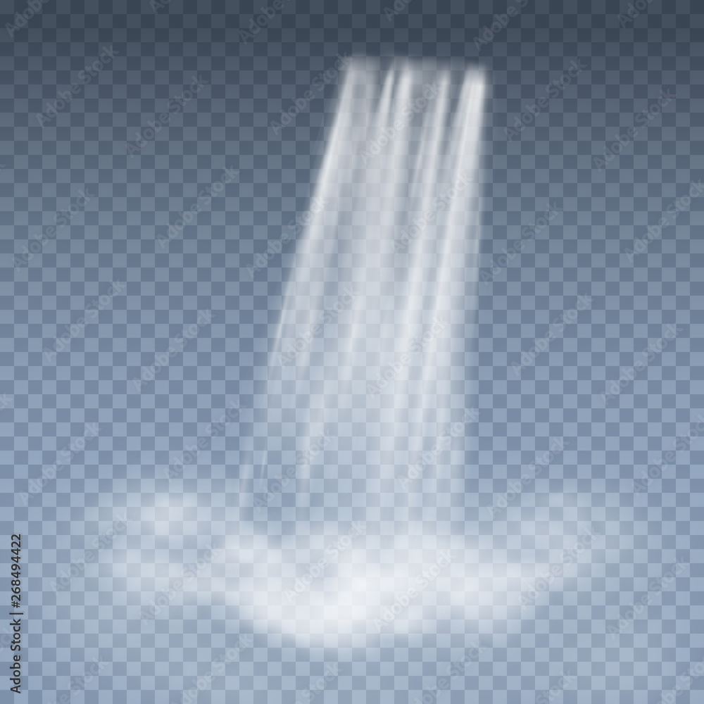 Waterfall cascade with fog isolated on transparent background. Vector 3d water fall pattern for exot