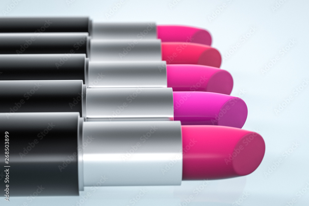 Lipstick with light color background, product photography, 3d rendering.