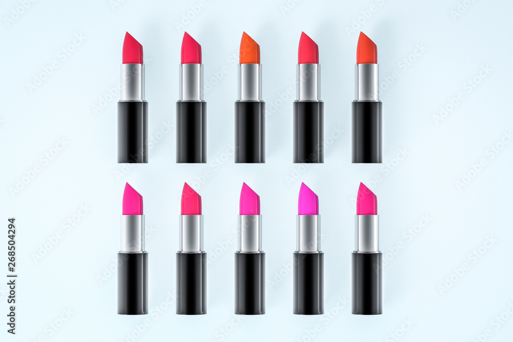 Lipstick with light color background, product photography, 3d rendering.