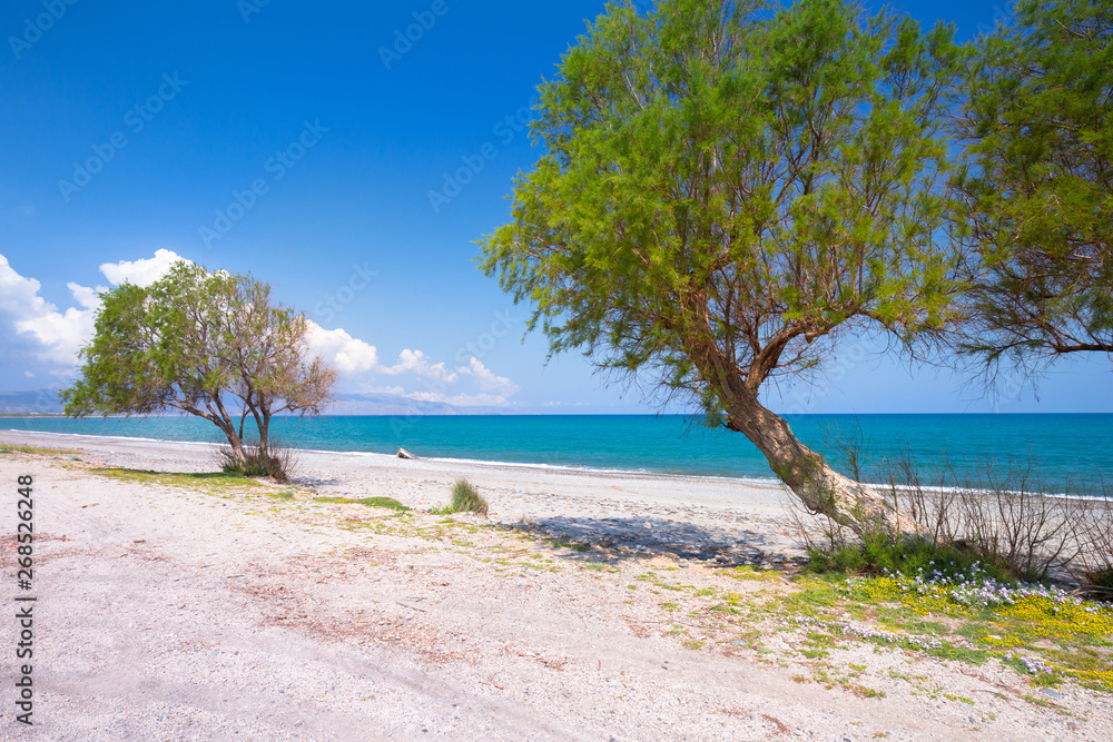 Scenery of Maleme beach on Crete, Greece