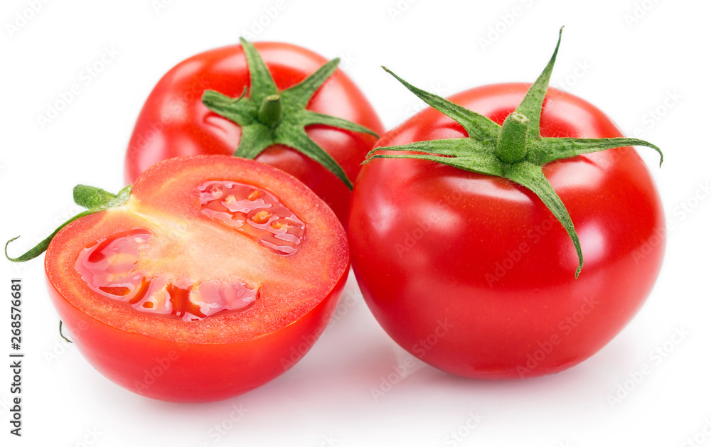 Fresh tomato on white background