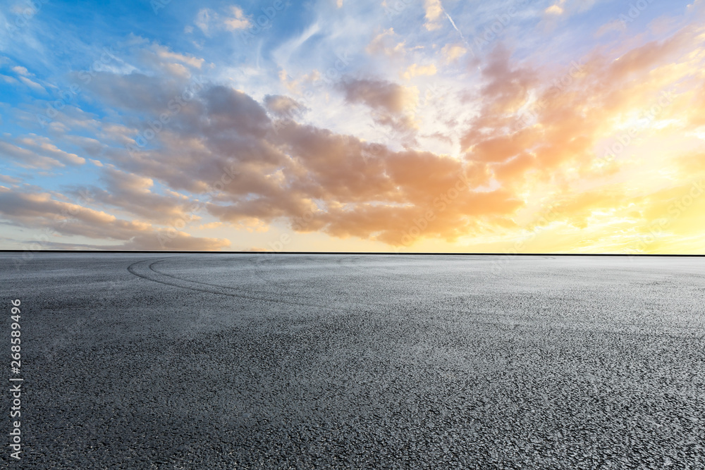 Empty race track and sky nature landscape at sunrise