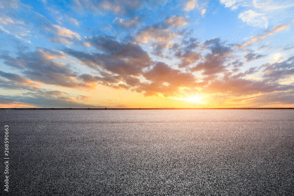 Empty road and sky nature landscape at sunrise