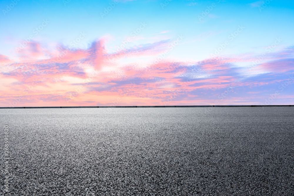 Empty road and sky nature landscape at sunrise