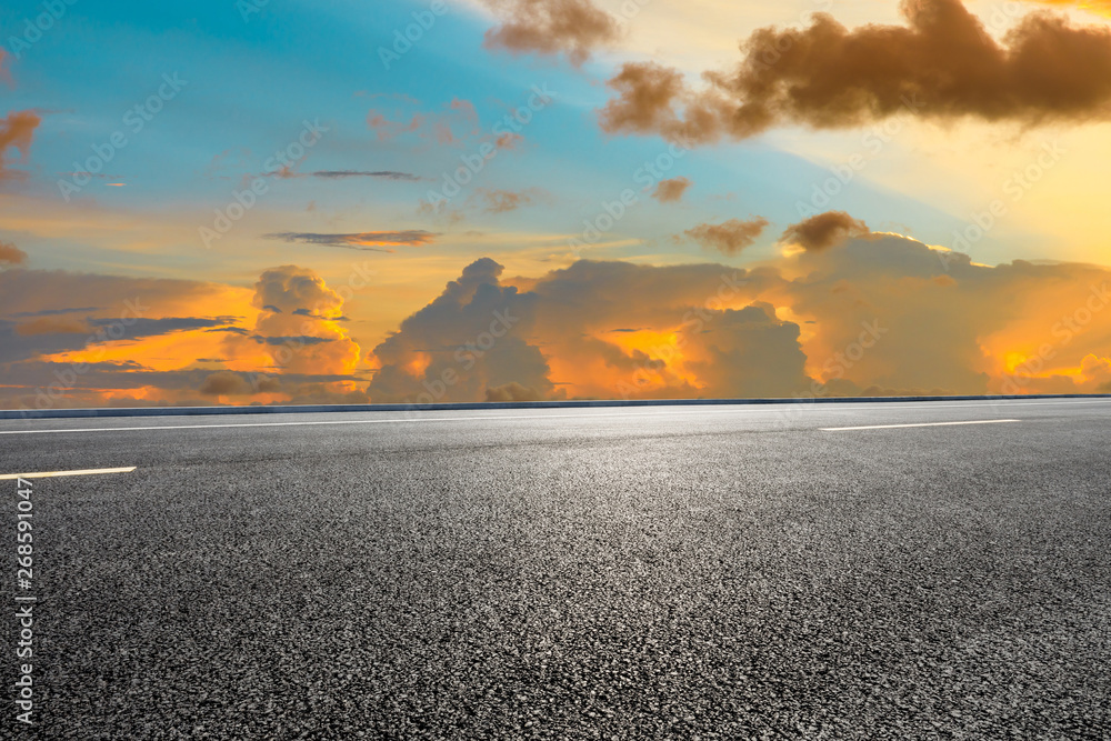 Empty road and sky nature landscape at sunrise