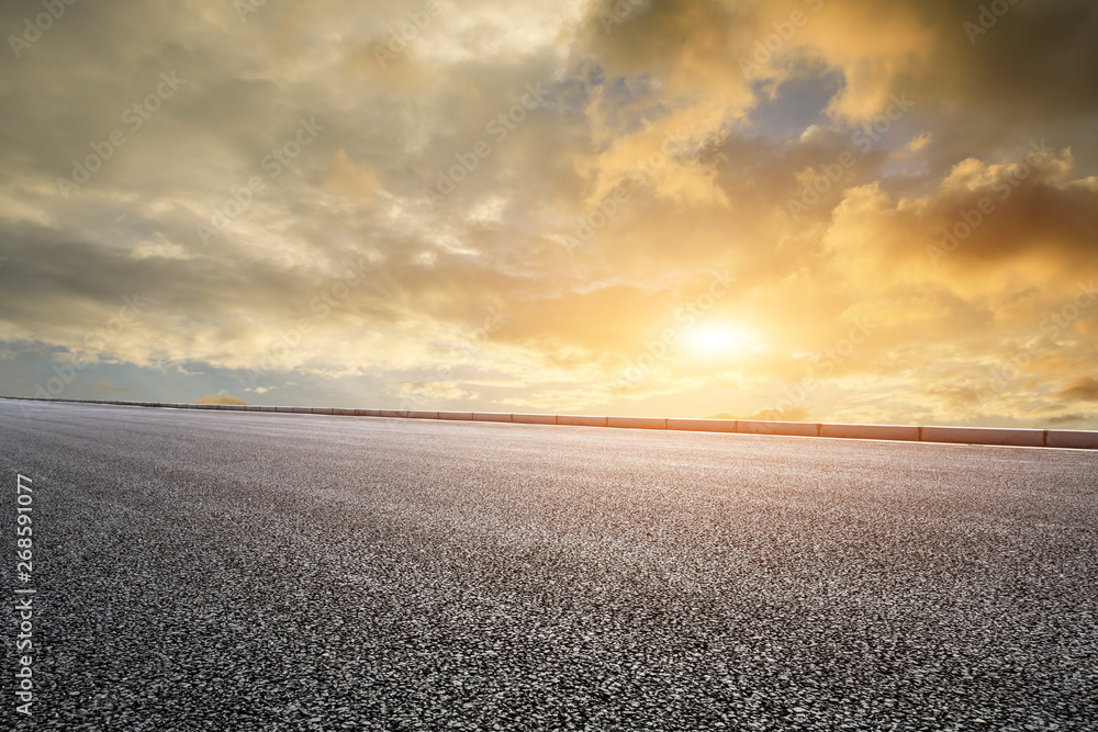 Empty road and sky nature landscape at sunrise