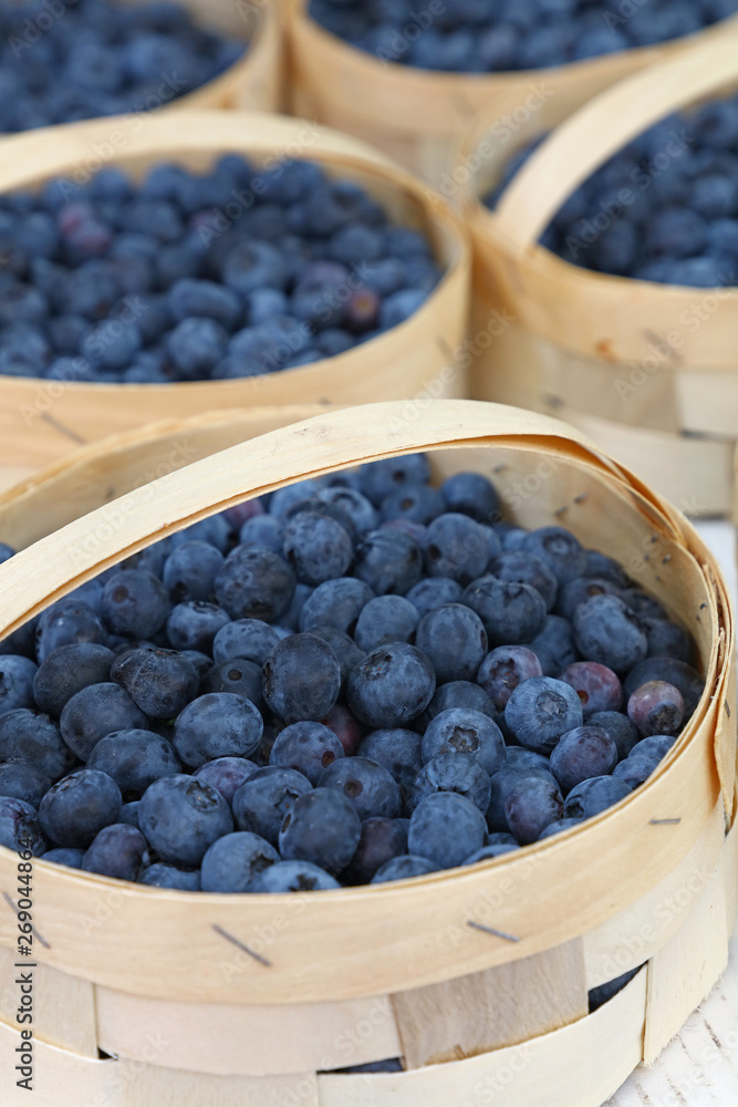 Close up fresh blueberry on retail display