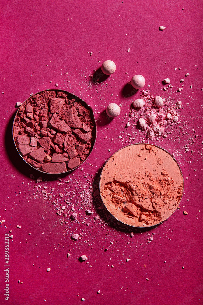 Different blusher on color background