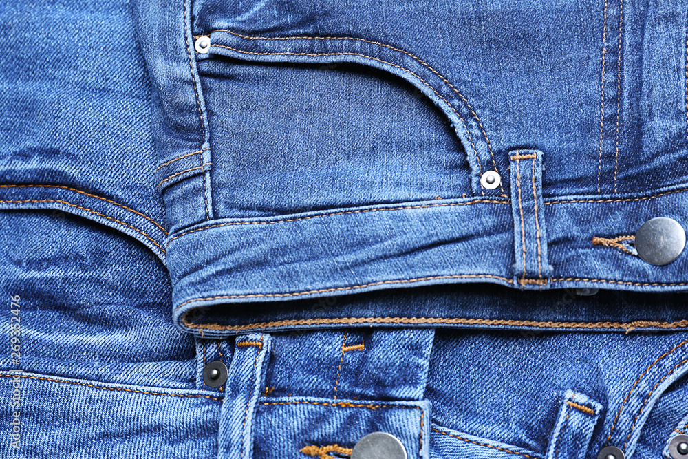 Stylish jeans pants, closeup view