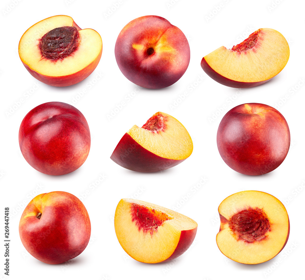 Fresh peach fruits isolated Clipping Path