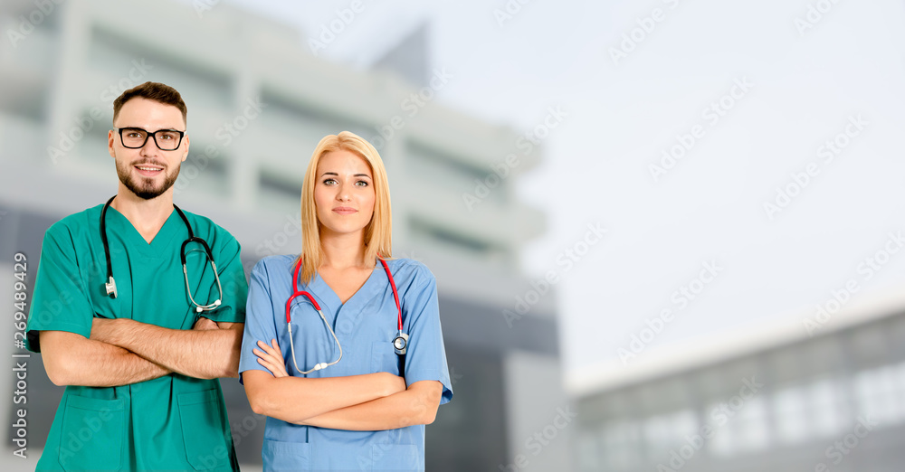 Doctor working with another doctor in the hospital. Healthcare and medical service.