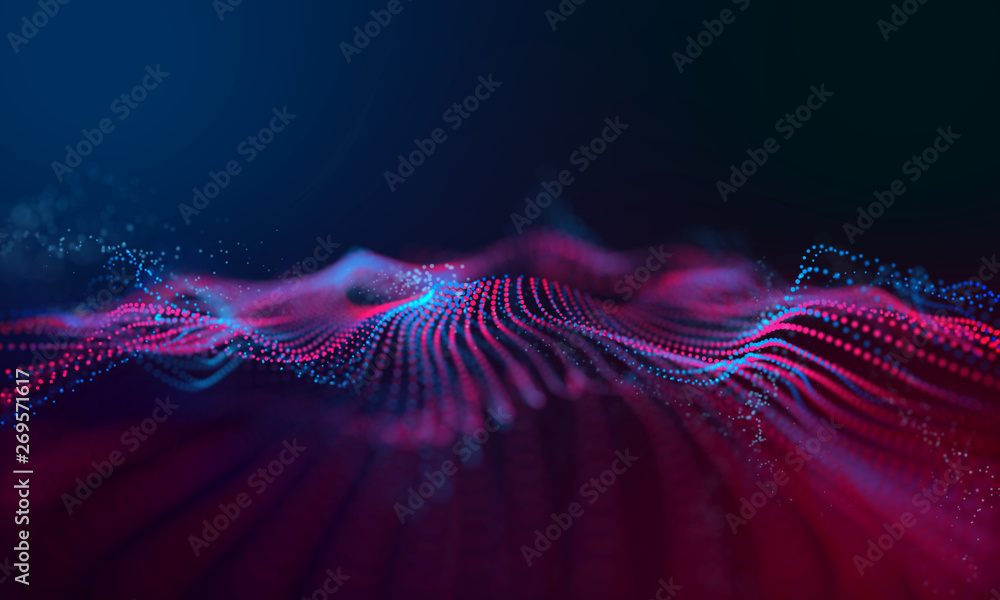 Modern wave effect 3d red background