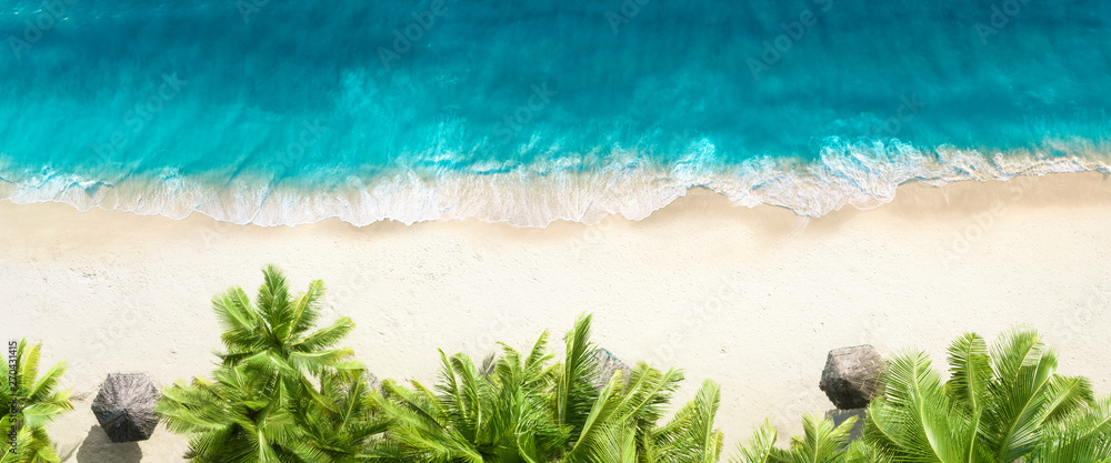 Aerial top view on sand beach