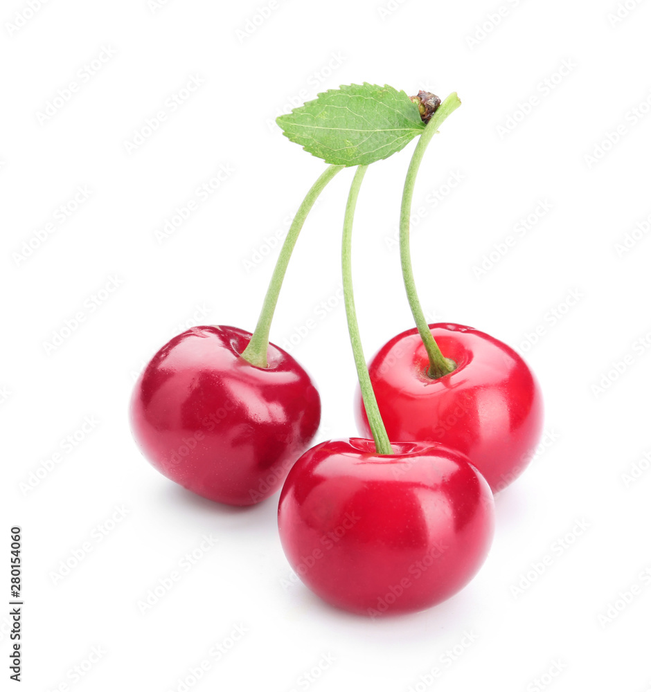 Tasty ripe cherry on white background