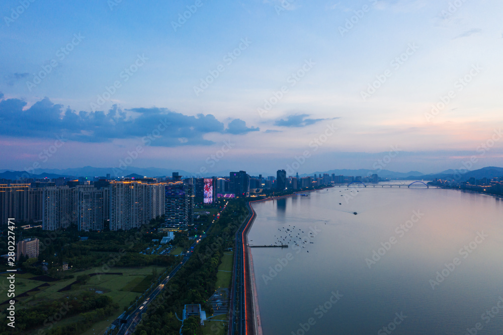 panoramic city skyline in hangzhou china