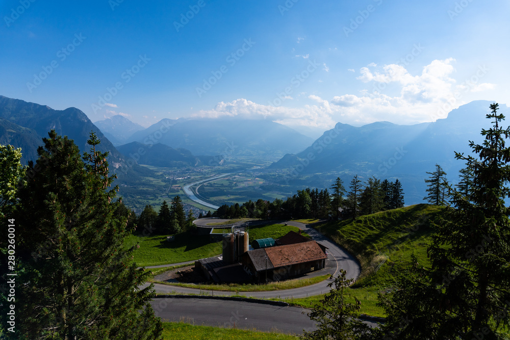 Panoramic view of the alps seen from Lichtenstein