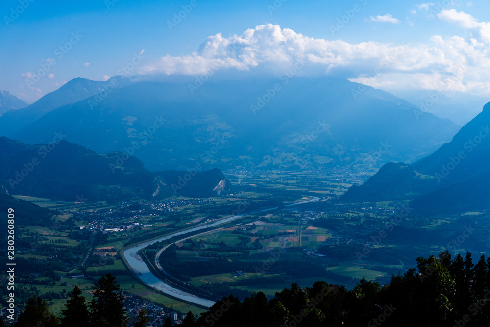 Panoramic view of the alps seen from Lichtenstein