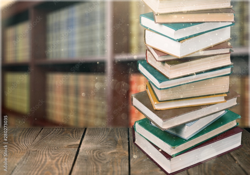 Stack of books, education and learning background