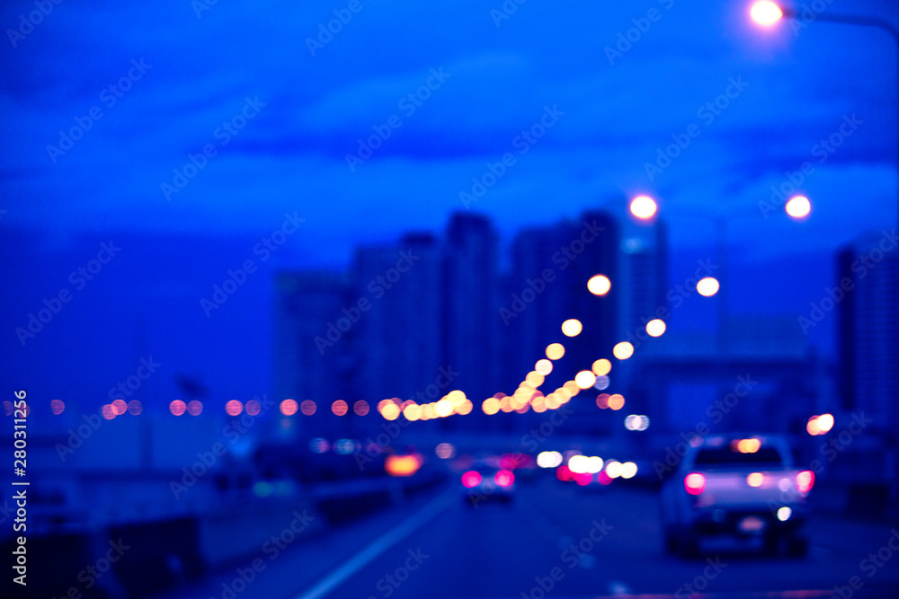 abstract blur light bokeh background, , Beautiful light bokeh, defocused night city, people, cars, c