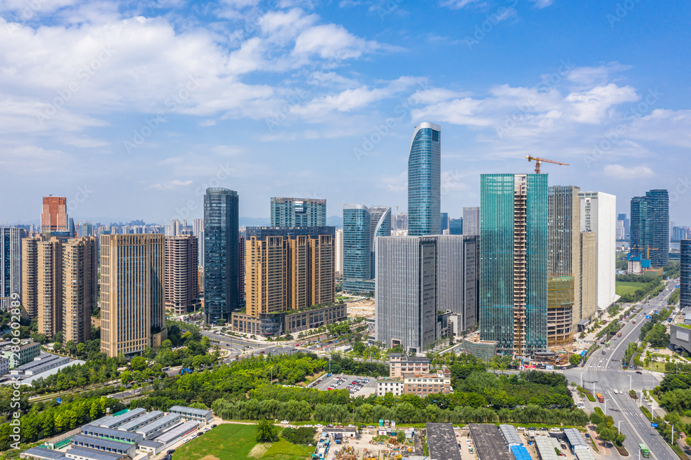 panoramic city skyline in hangzhou china