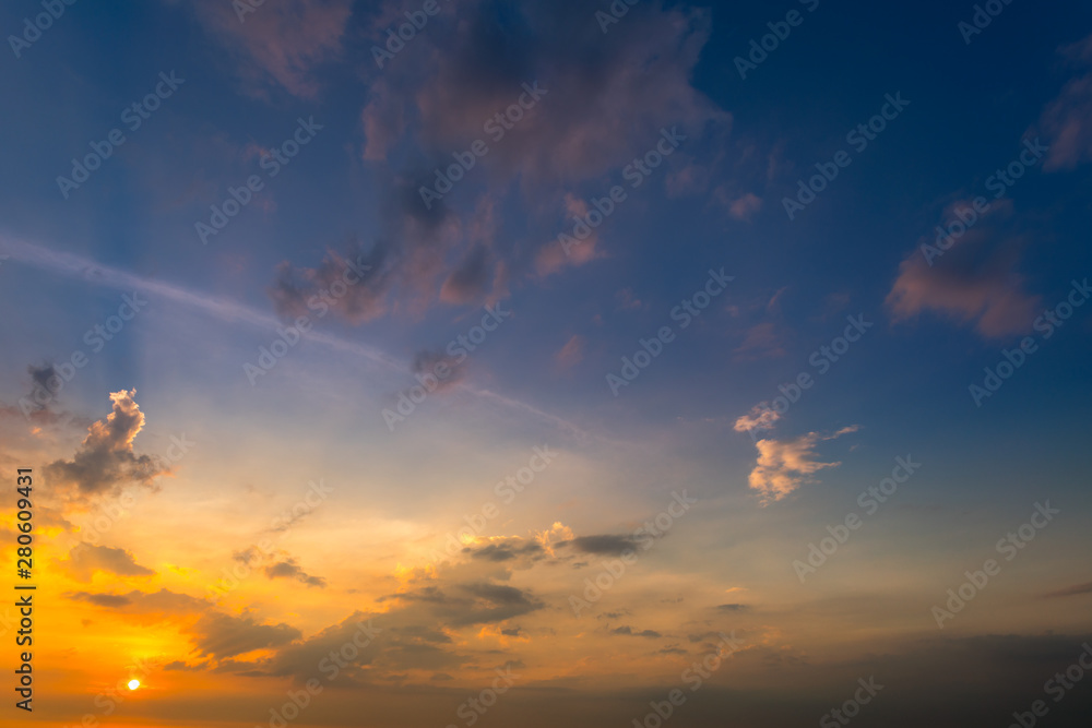 Sunset Sky Background on the beach in summer