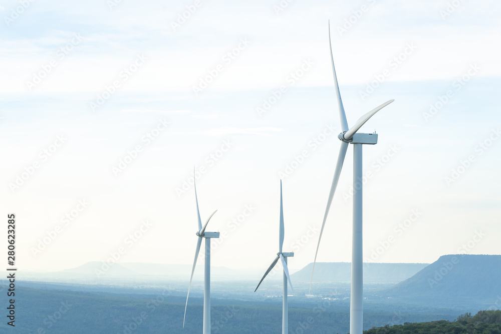 Turbine Green Energy Electricity, Windmill for electric power production, Wind turbines generating e