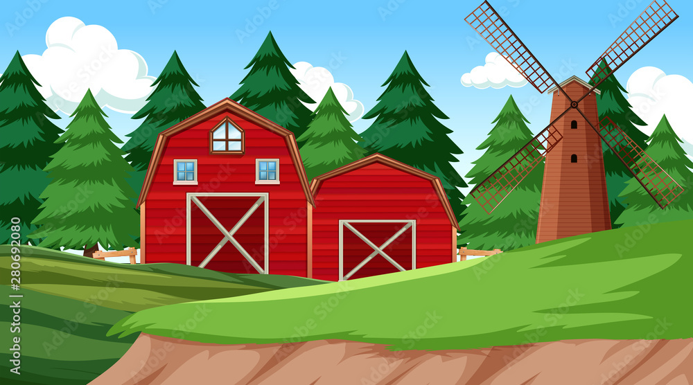 Natural environment scenes landscape with farm