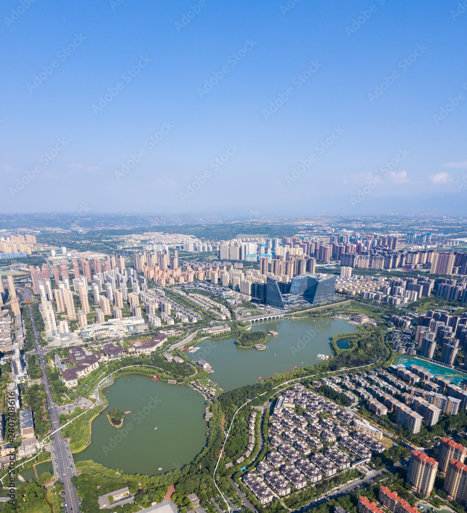 aerial view of qujiangchi ruins park