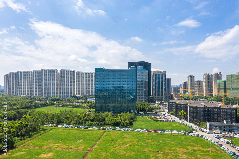 panoramic city skyline in hangzhou china