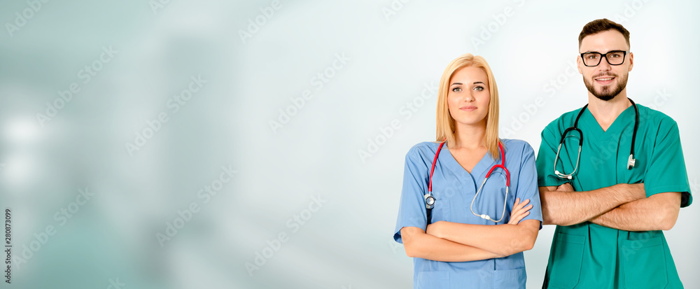 Doctor working with another doctor in the hospital. Healthcare and medical service.