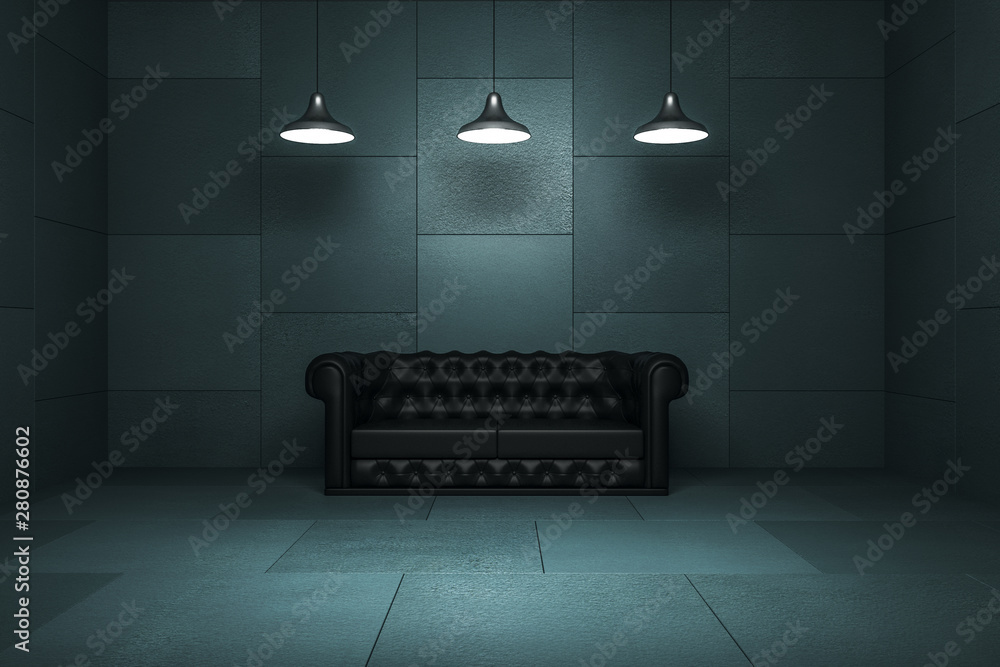 Dark interior with couch