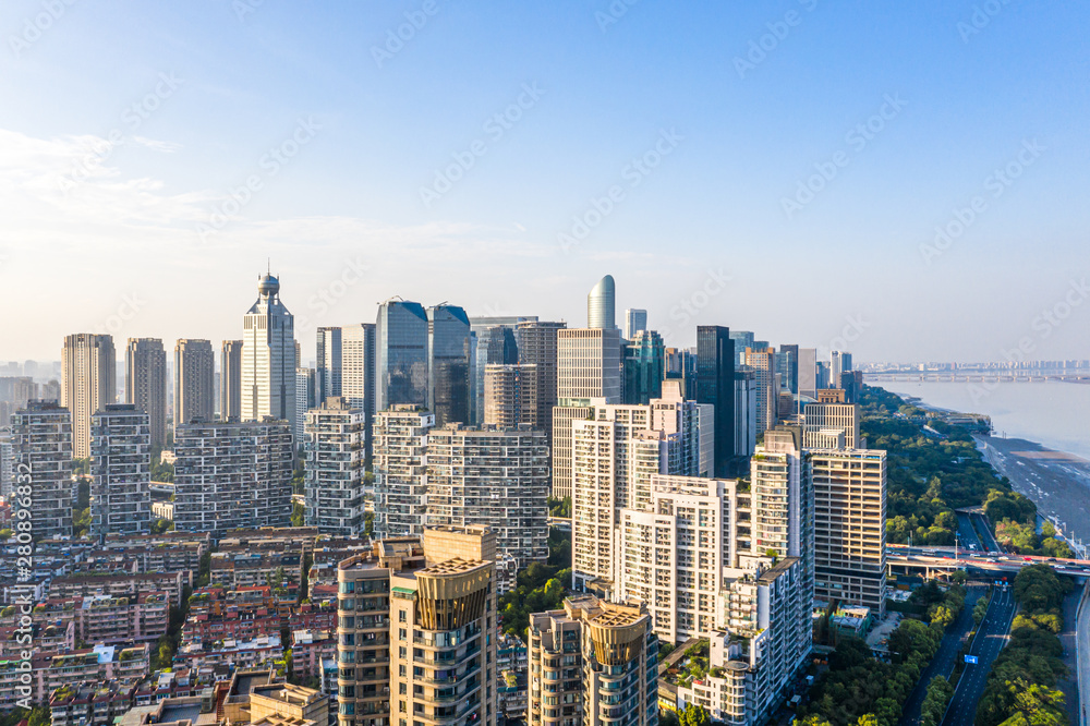 panoramic city skyline in hangzhou china