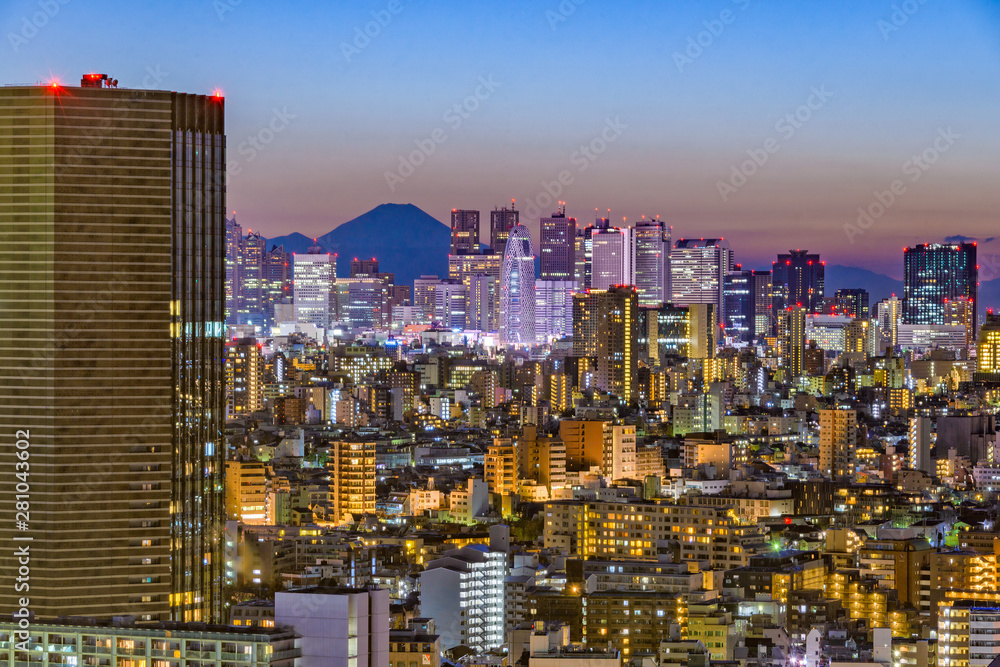 东京天际线与富士山