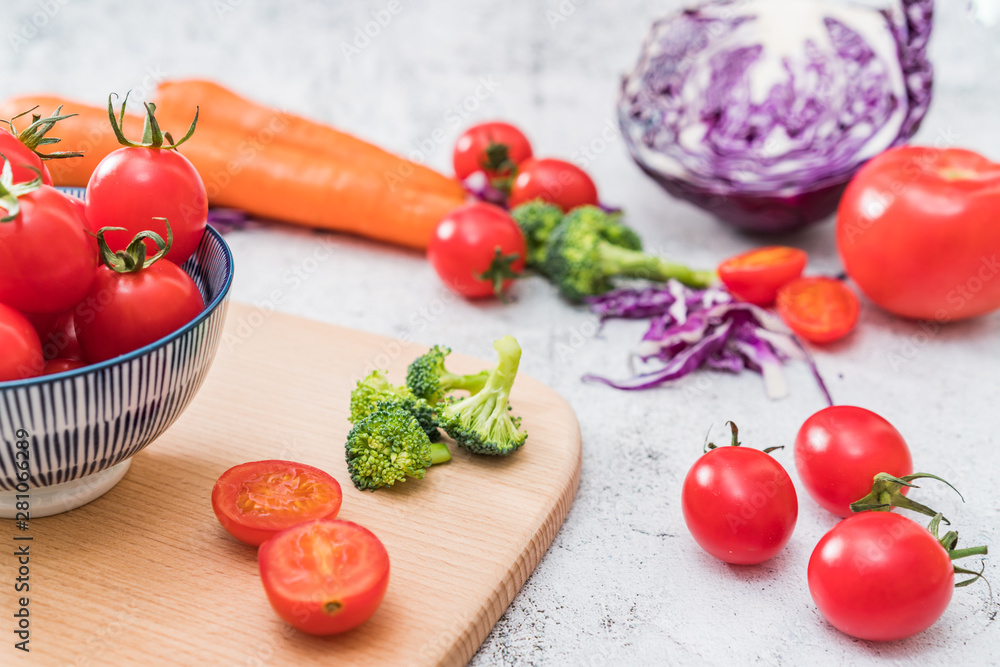 Various vegetables on a cutting board