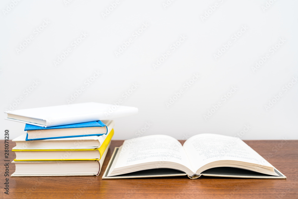 Several books on white background