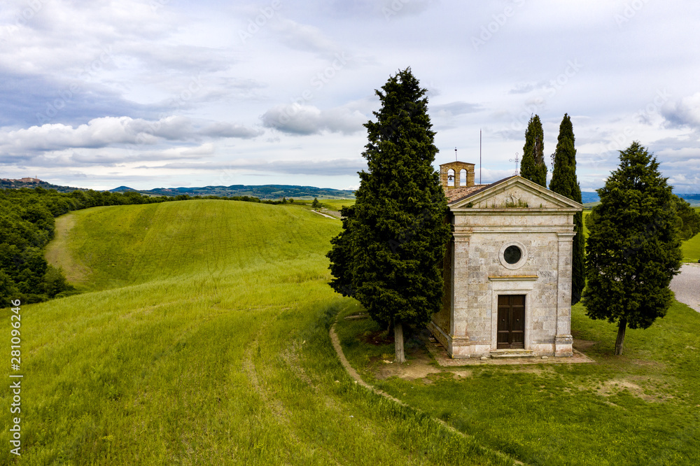 The Chapel of the Madonna di Vitaleta, Tuscany.