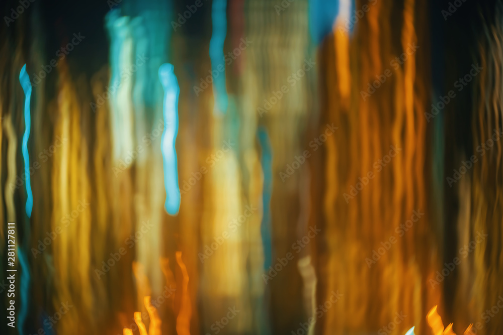 Blurred abstract bokeh background of city lights at night