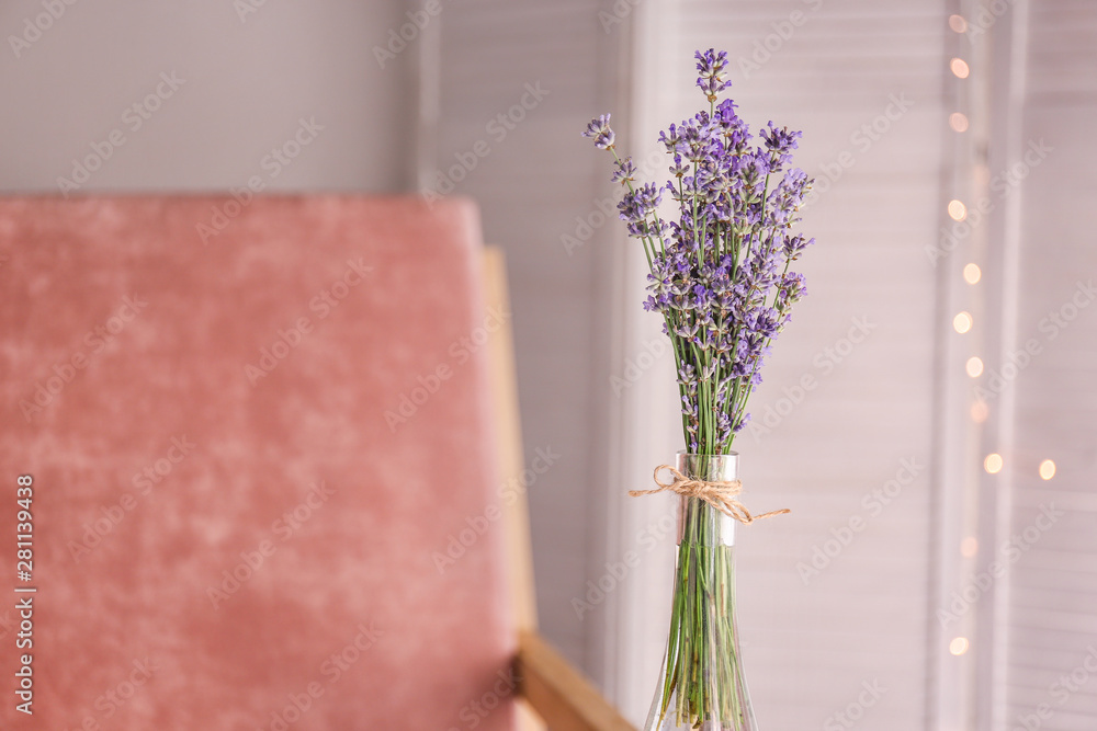 Beautiful lavender flowers in room