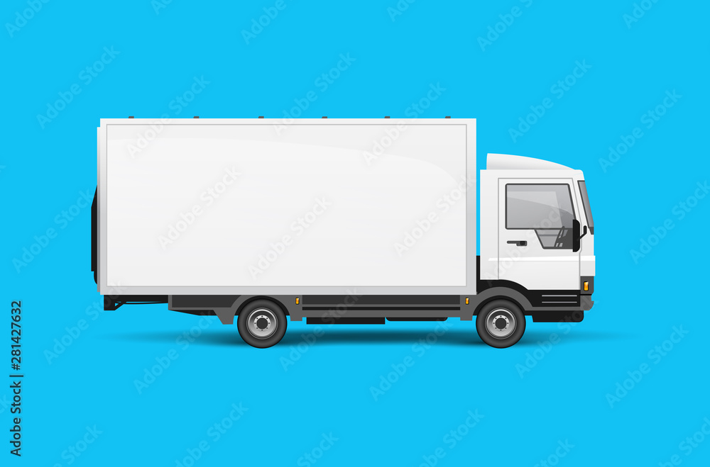 Small Truck Lorry Side View Mockup