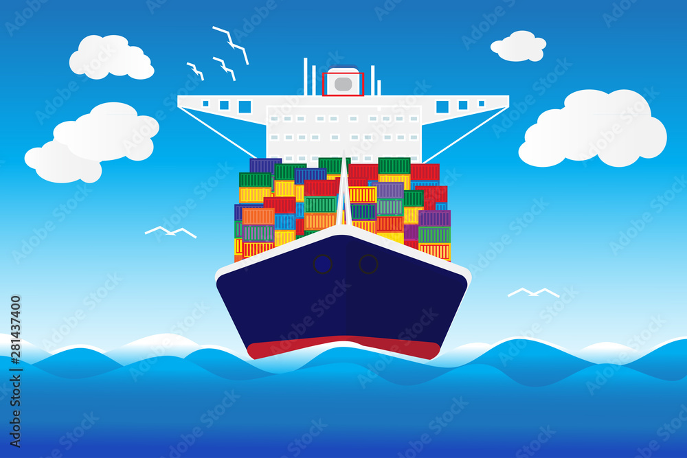 Cargo ship vector