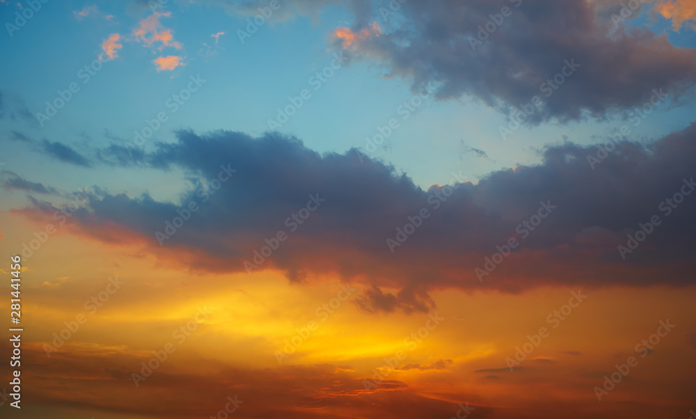 Twilight sky background with blue and orange color