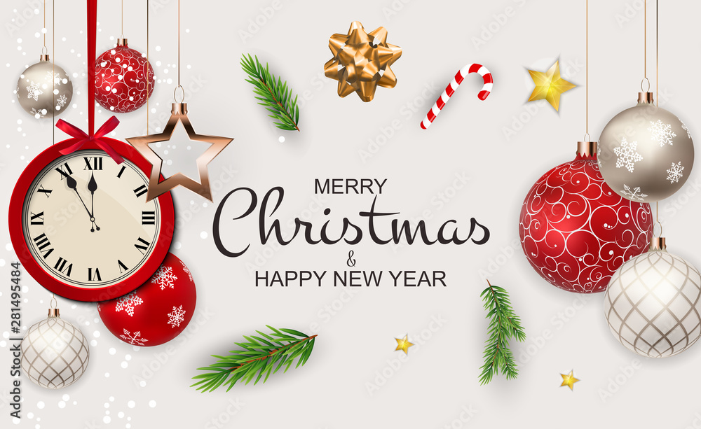 Merry Christmas and New Year Background. Vector Illustration