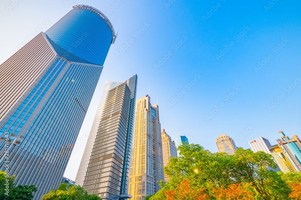 中国上海陆家嘴的城市建筑风景